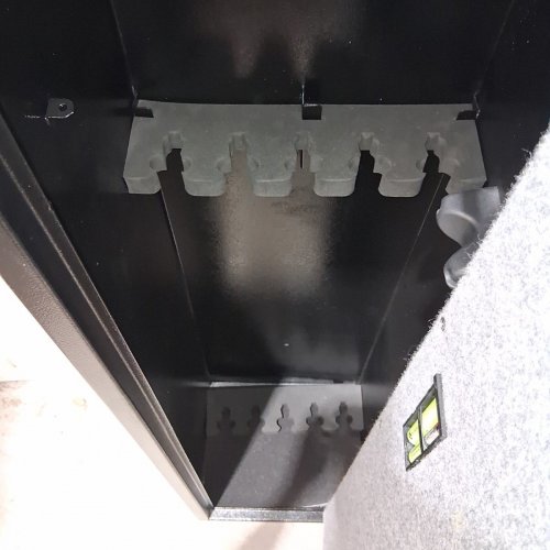 LANGGER V RIFLE SECURITY CABINET WITH IMPROVED QUICK ACCESS FOR 5-6 WEAPONS. ADJUSTABLE SHELF & INNER LOCKED COMPARTMENT - 57" X 14" - BLACK (MODEL: QHRS001A) image 11
