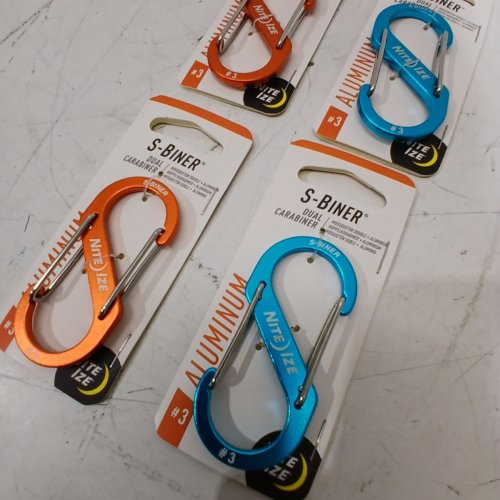 4pk ASSORTED NITE IZE DUAL CARABINER - #3 - ORANGE AND BLUE (STYLE: SBA3-19-R6) image 3