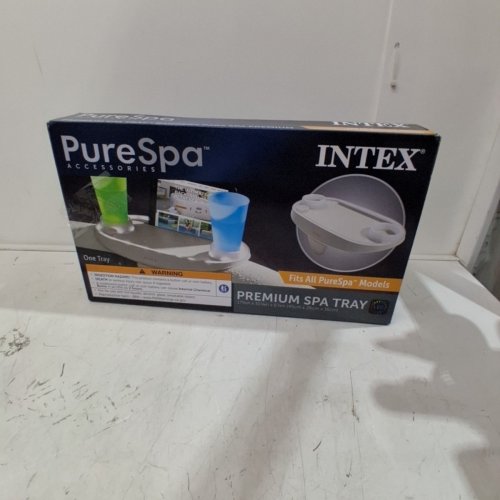 INTEX PURE SPA PREMIUM SPA TRAY WITH WHITE LED LIGHT STRIP AND CUPHOLDERS FOR POOL, HOLDS SMARTPHONE AND TABLET - TAN - (MODEL: 28520E) image 4