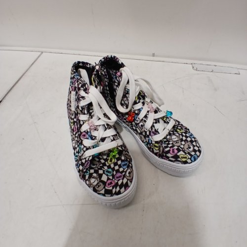 GIRLS JUSTICE HIGH TOP SHOES - SIZE 2 - BLACK image 2