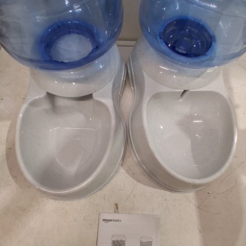 2PK AMAZON BASICS LARGE GRAVITY PET FOOD FEEDER AND WATER DISPENSER BUNDLE -13.5L FOOD, 11.3L WATER - GREY image 3