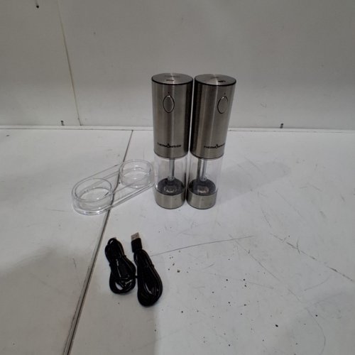 2PK THERMOMAVEN ELECTRIC SALT AND PEPPER RECHARGEABLE AUTOMATIC GRINDER WITH 6 ADJUSTABLE SETTINGS - 110ML CAP - 7" - SILVER (MODEL: KYMQ-32A) image 3