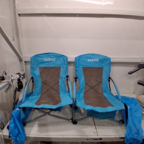2PK GARVEE HIGH BACK FOLDING BEACH CHAIRS - BLUE image 2