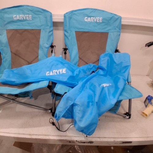2PK GARVEE HIGH BACK FOLDING BEACH CHAIRS - BLUE image 3