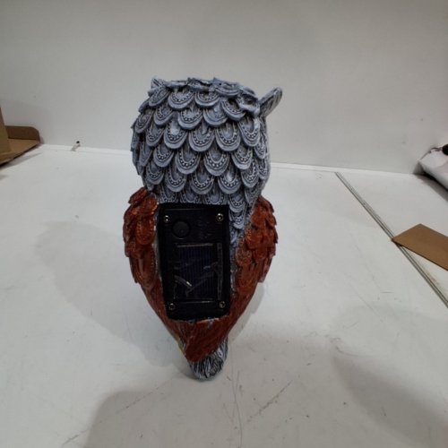SOLAR LIGHT OWL FIGURINE - GRAY, BROWN AND GOLD image 4