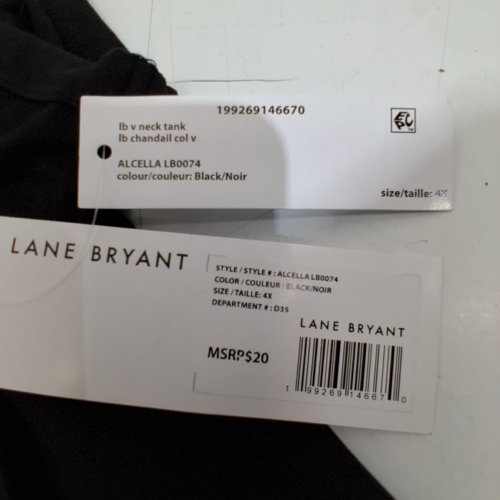 WOMEN'S LANE BRYANT V-NECK TANK TOP - 4X - BLACK (STYLE: ALCELLA LB0074) image 3