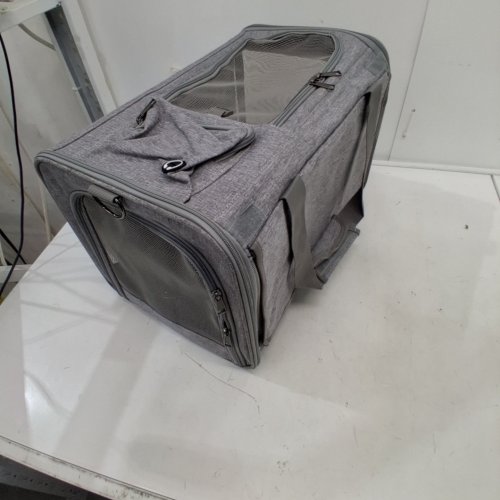 SOFT SIDED TRAVELING CAT CARRIER FOR SMALL MEDIUM PETS - 17" X 11" X 13" - GREY image 2