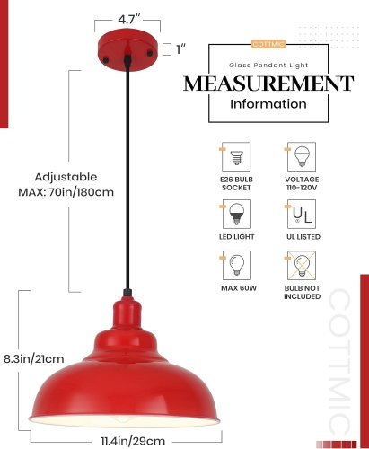 2PK ROUND RED LIGHT FIXTURE - RED image 2