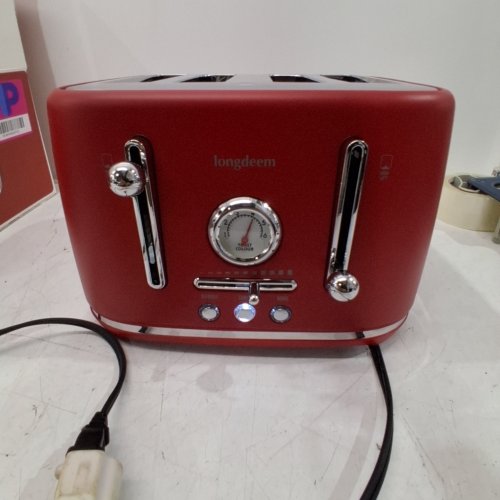 LONGDEEM 4 SLICE RETRO STAINLESS STEEL TOASTER- RED image 2