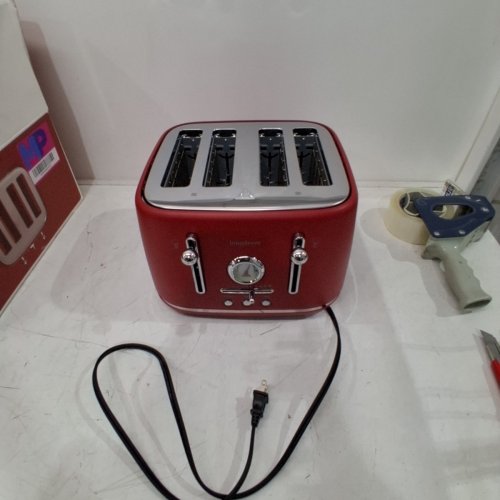 LONGDEEM 4 SLICE RETRO STAINLESS STEEL TOASTER- RED image 4