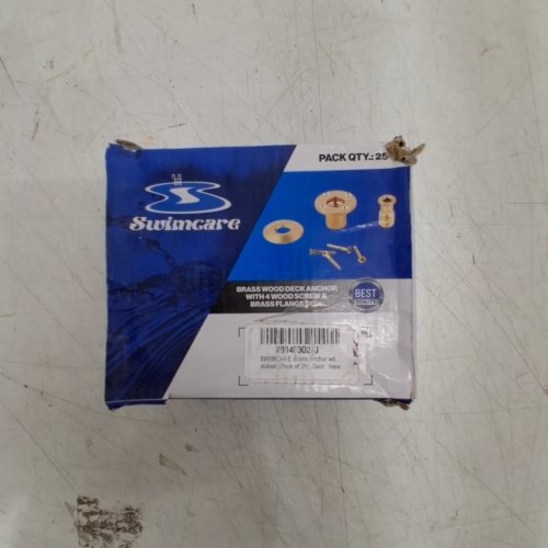 25PK SWIMCARE BRASS ANCHOR WITH COLLAR & SCREWS KIT FOR POOL COVER - 1.5" - BRASS image 2