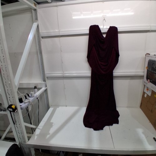 WOMEN'S BETSY & ADAM COWL SLEEVE JERSEY DRAPED MERMAID GOWN - SIZE 12 - WINE (STYLE: A23033) image 2
