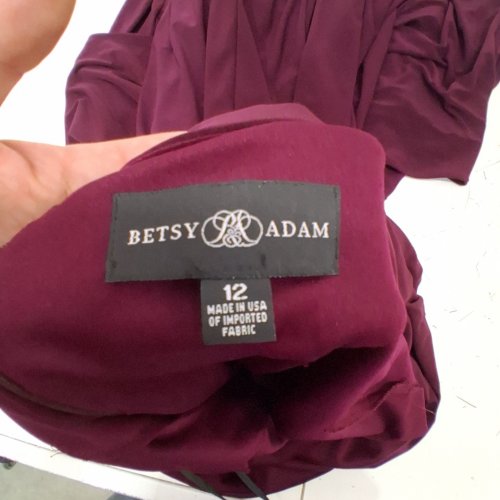WOMEN'S BETSY & ADAM COWL SLEEVE JERSEY DRAPED MERMAID GOWN - SIZE 12 - WINE (STYLE: A23033) image 3