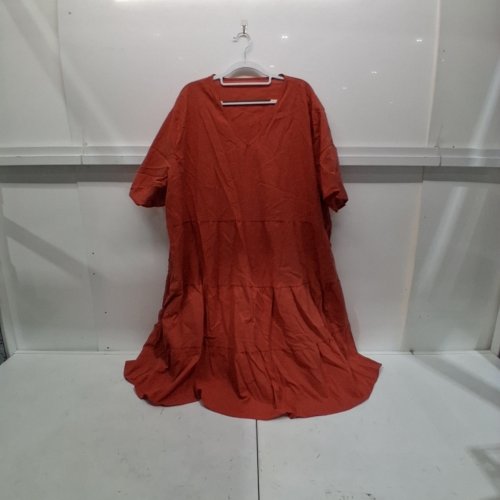 WOMENS CASUAL SUMMER SHORT SLEEVE DRESS - 2XL - ORANGE image 2