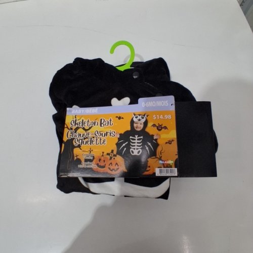 BABY PALAMON SKELETON BAT ONESIE - 0-6 MONTHS - BLACK/WHITE image 2