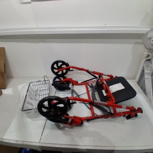 MEDLINE GUARDIAN BASIC STEEL ROLLATOR WITH 8" WHEELS ROLLING WALKER - 300LB CAPACITY - RED (MODEL: MDS86860ERS8) image 2