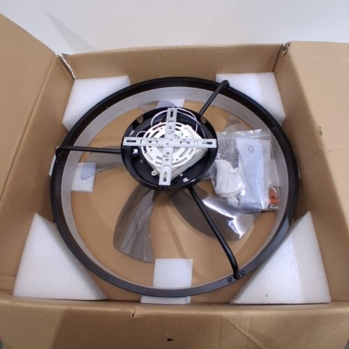 LTEMZIIY LOW-PROFILE FLUSH-MOUNT CEILING FAN WITH DIMMABLE LIGHT, ENCLOSED DC MOTOR, AND REMOTE - 6 WIND SPEEDS - 3000K/4000K/6500K - 19.7" - BLACK/WHITE (MODEL: LT-001) image 2