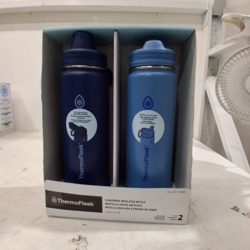 2PK THERMOFLASK LEAKPROOF INSULATED WATER BOTTLES - 24 FL OZ EACH - NAVY AND BLUE (MODEL: 2730866) image 2