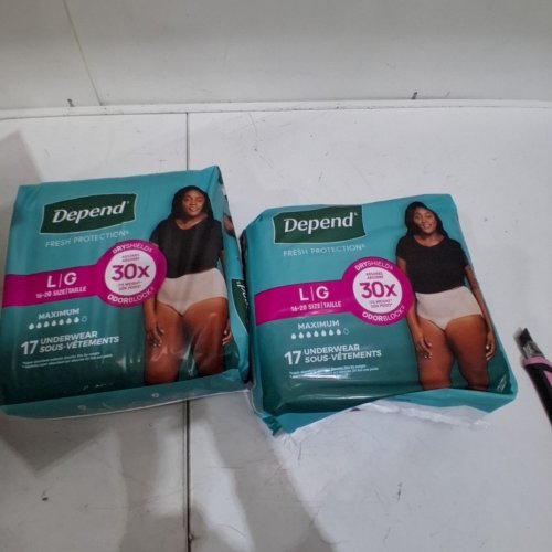 34PK WOMENS DEPEND FRESH PROTECTION ADULT INCONTINENCE DISPOSABLE UNDERWEAR - LARGE - BLUSH image 3