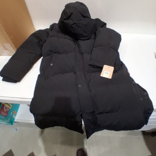 MEN'S LEVI'S LONG HOODED PUFFER PARKA - MEDIUM - BLACK - (STYLE:LM1RP332) image 2