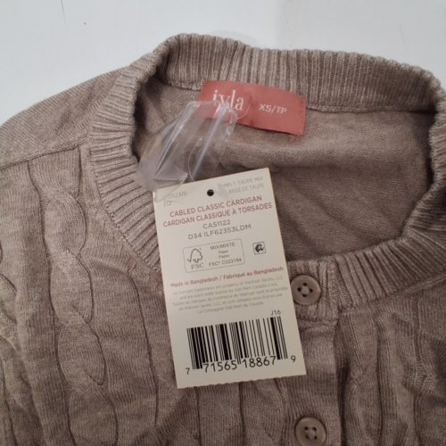 WOMEN'S IYLA CABLED KNIT CARDIGAN - EXTRA SMALL - TAUPE MIX (STYLE: CA51122) image 3