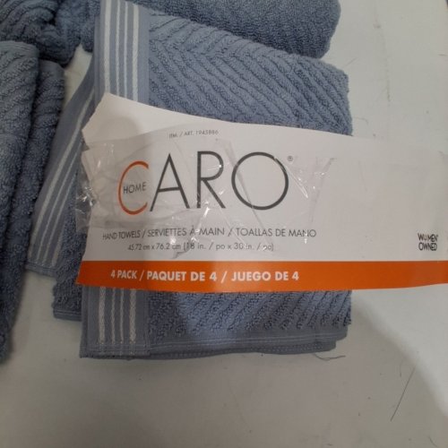 4PK CARO HOME 100% COTTON HAND TOWELS - 18" X 30" - BLUE HERRINGBONE (STYLE: 1945886) image 3