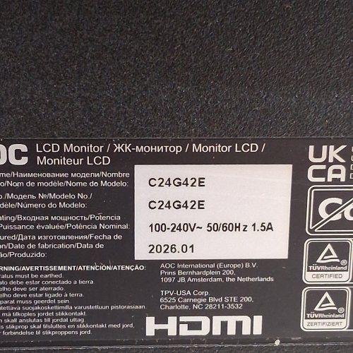 AOC FHD 1080P CURVED GAMING MONITOR - 180HZ - 24" - BLACK (MODEL: C24G42E) image 7