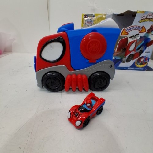 2PC MARVEL SPIDEY AND HIS AMAZING FRIENDS TRANSFORMING HAULER RACEWAY - RED/BLUE image 2