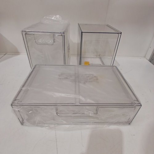 3PC VTOPMART UNIVERSAL STACKABLE ACRYLIC STORAGE DRAWER ORGANIZERS - CLEAR image 2