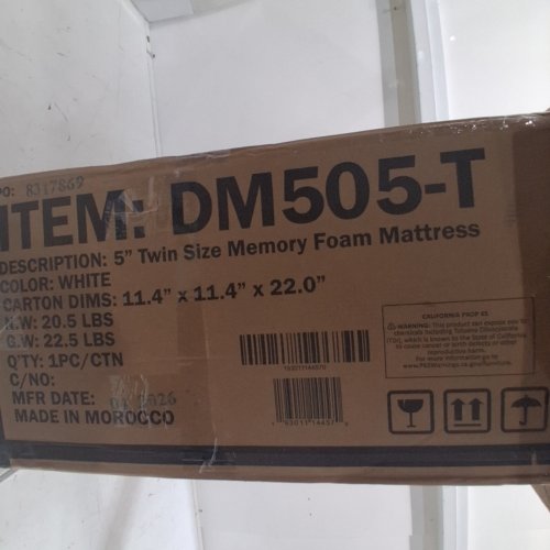 BRICK ATTIC FIRM MEMORY FOAM MATTRESSES FOR COOLING SLEEP AND PRESSURE RELIEF - TWIN - 5" - WHITE (MODEL: DM505-T) image 3