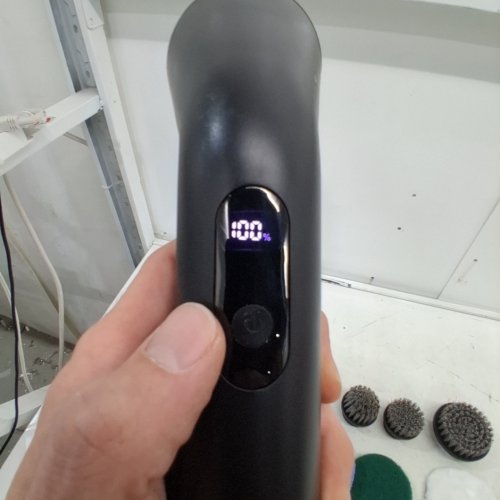 WATERPROOF ELECTRIC SPIN SCRUBBER CLEANING BRUSH - BLACK/WHITE image 2