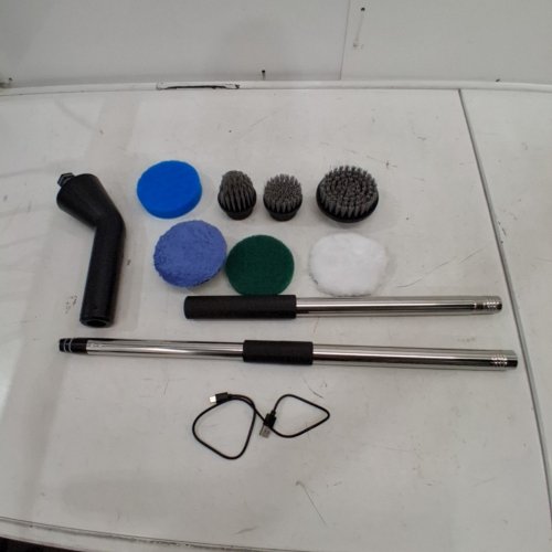 WATERPROOF ELECTRIC SPIN SCRUBBER CLEANING BRUSH - BLACK/WHITE image 3