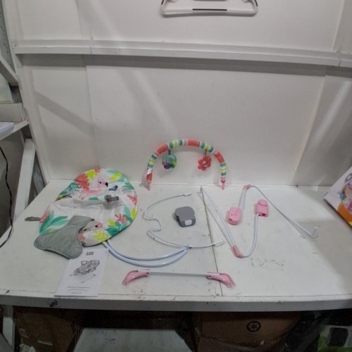 BRIGHT STARS 3 POINT HARNESS VIBRATING BOUNCER WITH TOY BAR - FLAMINGO VIBES (MODEL:12228) image 2