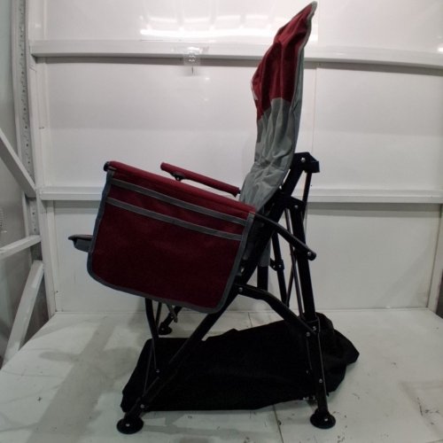 OVERMONT OVERSIZED FULLY PADDED FOLDING CAMPING CHAIRS WITH COOLER POCKETS & CARRY BAG - SUPPORTS 450LBS - RED/GREY image 3