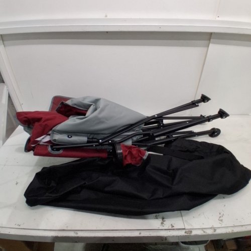 OVERMONT OVERSIZED FULLY PADDED FOLDING CAMPING CHAIRS WITH COOLER POCKETS & CARRY BAG - SUPPORTS 450LBS - RED/GREY image 4