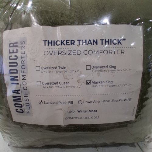 5PC COMA INDUCER THICKER THAN THICK OVERSIZED COMFORTER SET WITH 4 SHAMS - ALASKAN KING 120" X 120", SHAMS 20" X 36" - WINTER MOSS image 2
