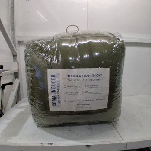 5PC COMA INDUCER THICKER THAN THICK OVERSIZED COMFORTER SET WITH 4 SHAMS - ALASKAN KING 120" X 120", SHAMS 20" X 36" - WINTER MOSS image 3
