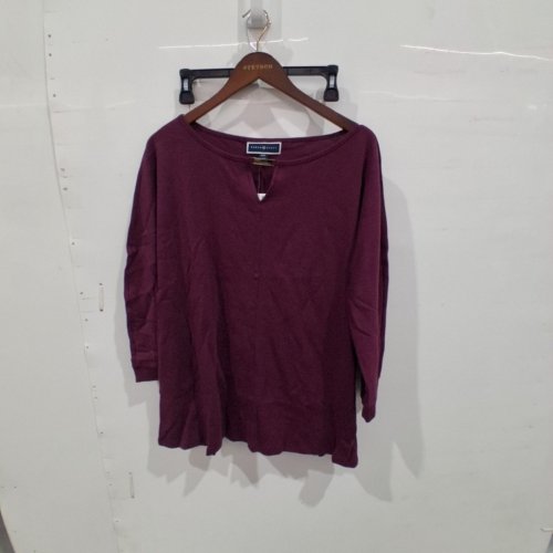 WOMEN'S KAREN SCOTT LONG SLEEVE NOTCH NECK TOP - 3X - BURGUNDY (STYLE: W100217088WN) image 2