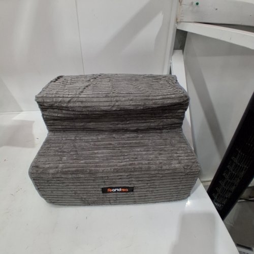 FEANDREA 2-STEP NON-SLIP PET STAIRS WITH WASHABLE COVER - 10" X 11.25" X 15" - GREY image 2