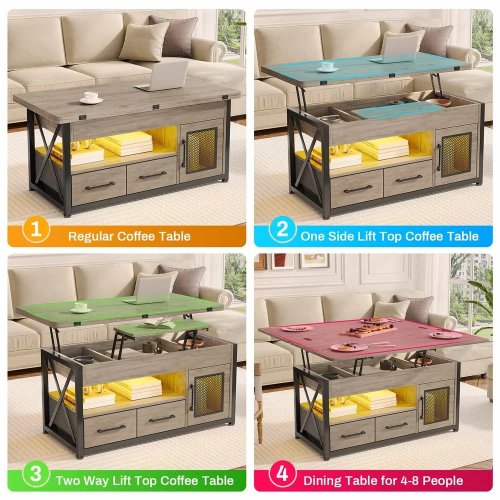 SIKAIC LIFT TOP COFFEE TALE - 20.7" X 39.4" X 19.7" - GREY (MODEL: AJ-DJ503171) image 4