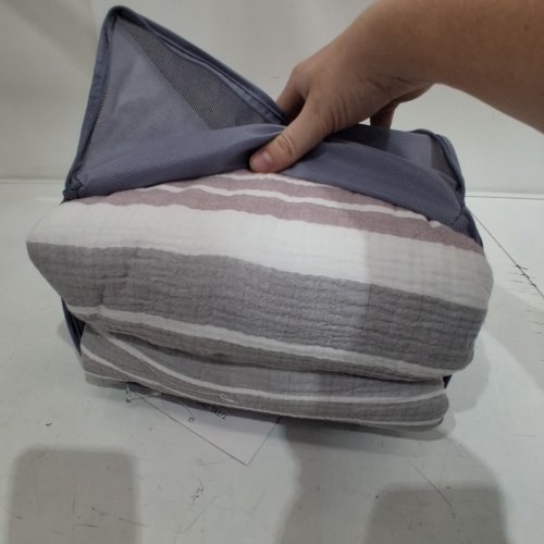 3pc SWIFT HOME GAUZE STRIPE DUVET COVER SET - KING / CALIFORNIA KING - CORDELIA MAUVE (MODEL: SHDV3-301-K/CK-MV) image 2
