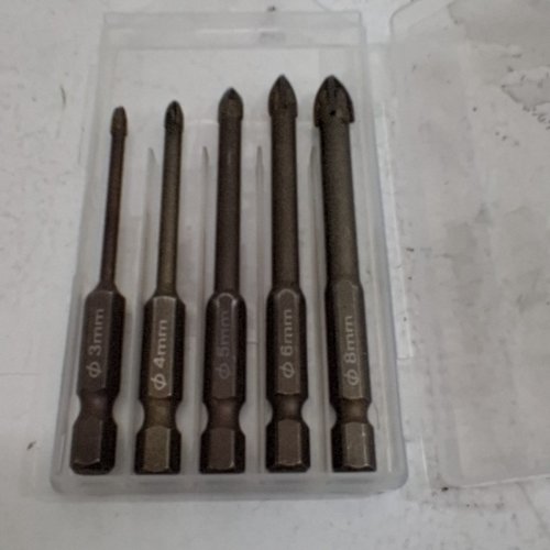 5PC CARBIDE TIPPED CROSS HEAD MASONRY/TILE DRILL BIT SET IN HARD CASE - 3-8MM image 2
