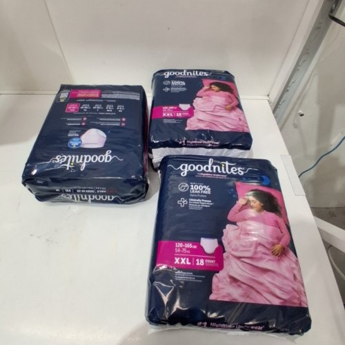 54PK GIRLS GOODNITES BEDWETTING NIGHT TIME UNDERWEAR - XXL (120LBS-165LBS) - WHITE/PURPLE (MODEL: 56519) image 2