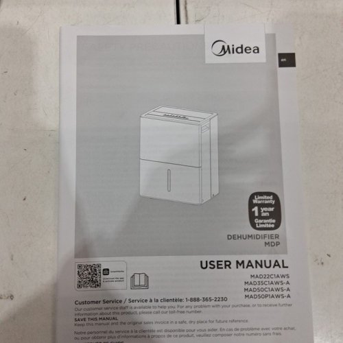 MIDEA ENERGY STAR CERTIFIED DEHUMIDIFIER WITH REUSABLE AIR FILTER AND APP CONTROL - 4500 SQ.FT - 23.6L - WHITE (MODEL: MAD50C1AWS-A) image 3