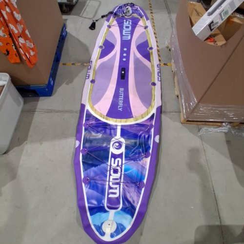 SOWM INFLATABLE STAND UP PADDLE BOARD WITH ANTI-SLIP EVA DECK, ADJUSTABLE PADDLE, PUMP, AND BACKPACK - 11FT X 33" - BUTTERFLY MOUNTAIN VIOLET image 2