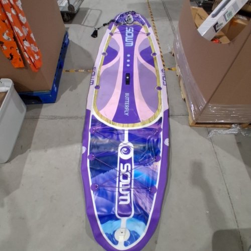 SOWM INFLATABLE STAND UP PADDLE BOARD WITH ANTI-SLIP EVA DECK, ADJUSTABLE PADDLE, PUMP, AND BACKPACK - 11FT X 33" - BUTTERFLY MOUNTAIN VIOLET image 3