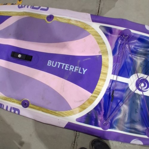 SOWM INFLATABLE STAND UP PADDLE BOARD WITH ANTI-SLIP EVA DECK, ADJUSTABLE PADDLE, PUMP, AND BACKPACK - 11FT X 33" - BUTTERFLY MOUNTAIN VIOLET image 4