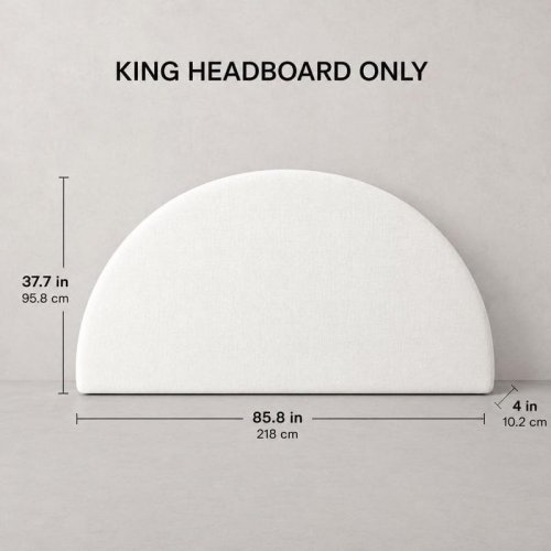 WASHABLE MODULAR MINIMALIST HALF CIRCLE HEADBOARD - KING - BEIGE LINEN image 2