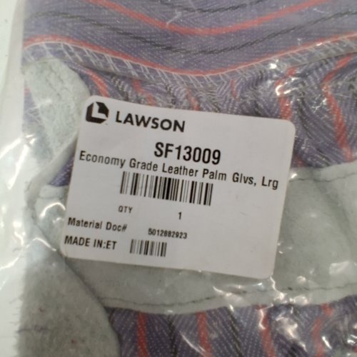 LAWSON LEATHER PALM WORK GLOVES - LARGE - GREY (MODEL: SF13009) image 3