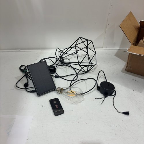 SOLAR POWER PENDANT LIGHT FOR OUTDOOR/INDOOR WITH PULL CORD AND REMOTE - BLACK image 2